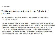 mönchengladbach.de: Rat stimmt Verlagerung der Sammlung historischer Textilmaschinen zu