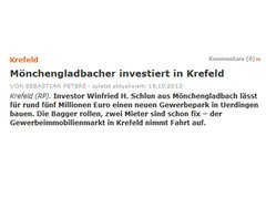 Rheinische Post: Mönchengladbacher investiert in Krefeld