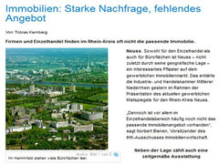 Westdeutsche Zeitung WZ newsline: Immobilien: Starke Nachfrage, fehlendes Angebot Bsp Neuss