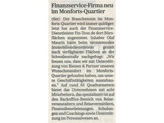 Rheinische Post: Finanzservice Firma neu im Monforts Quartier: Vorschau