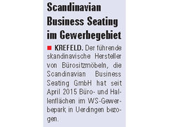 Maas Rhein Zeitung: Scandinavian Business Seating jetzt in Krefeld: Vorschau