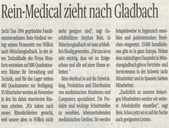 Rheinische Post: Rein Medical zieht im November nach Gladbach